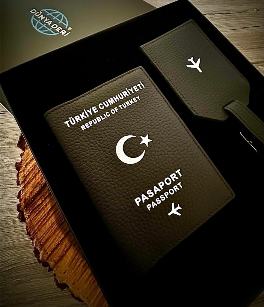 Deri Pasaport Kılıfı, Deri Pasaport Kabı Cüzdanı Bagaj Etiket 2’li Set - 10