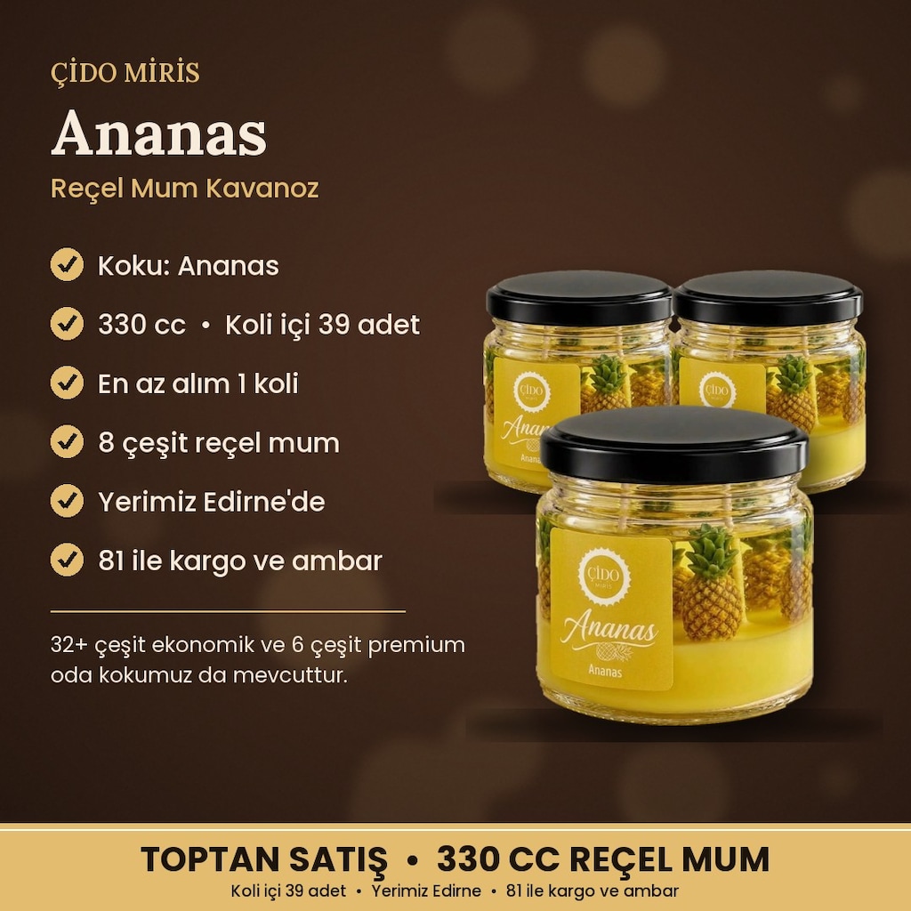 ANANAS KOKULU REÇEL MUM ÇİDO MİRİS 330CC TOPTAN FİYAT - 2