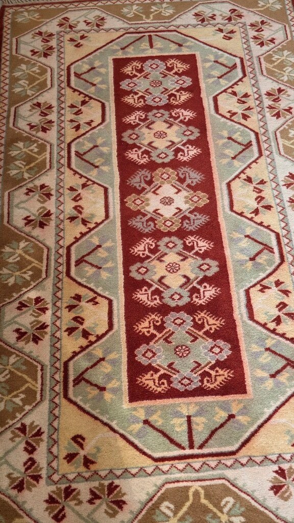 El dokuma yün Milas halısı 120x190 hatasız - 4