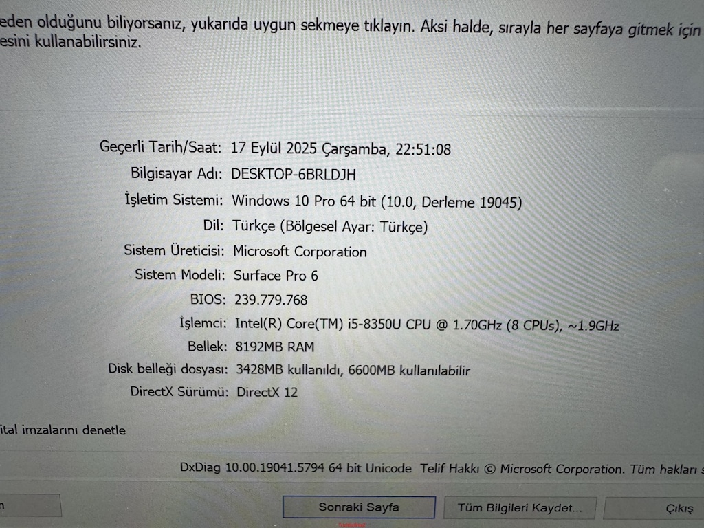 SURFACE İ5 8. NESİL 8 GB RAM 256 NVME DOKUNMATİK + KALEM - 8
