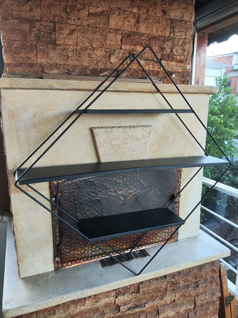 Büyük Metal raf siyah renk 1 metre - 3