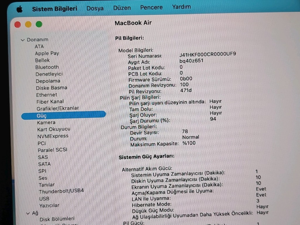 17 AY GARANTİLİ MACBOOK AİR M4 ÇİP PİL DEVRİ 78 - 7