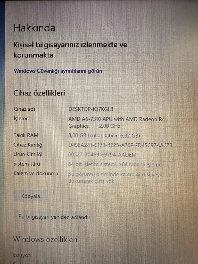 hp 250 amd a6-7. nesil laptop 17” 8gb ram-128gb ssd sorunsuz temiz - 5