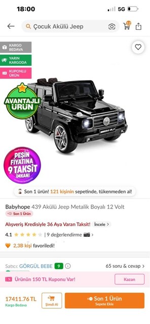 sıfır ayarında akülü jeep