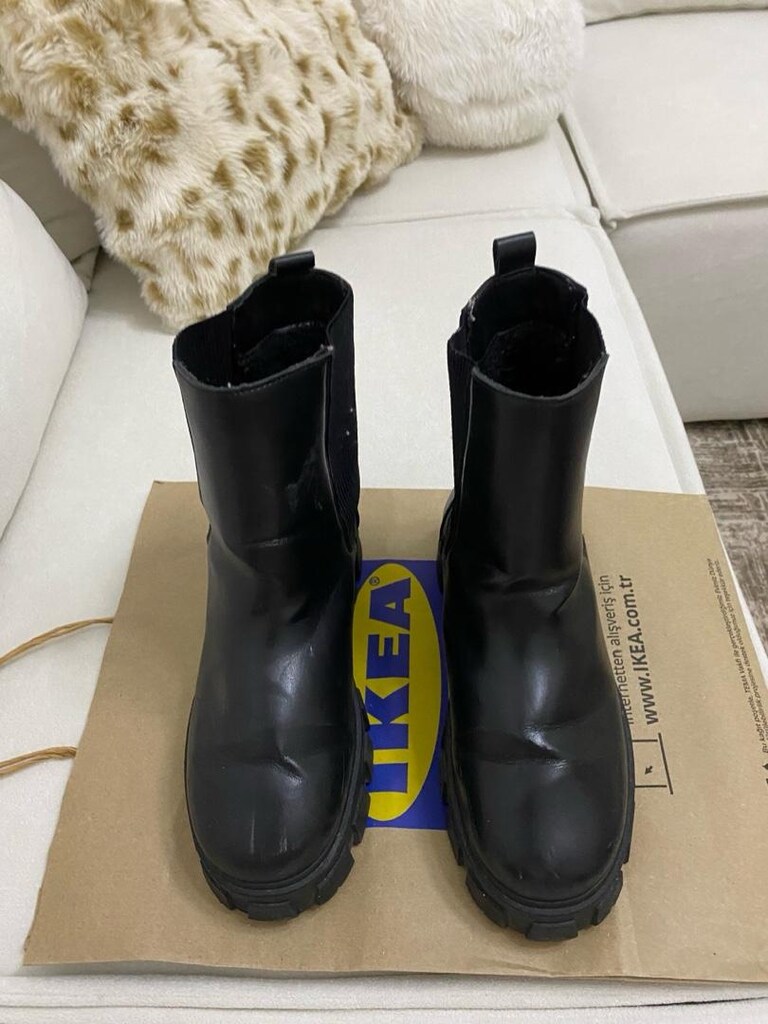 siyah yeni deri bot 39 numara - 2