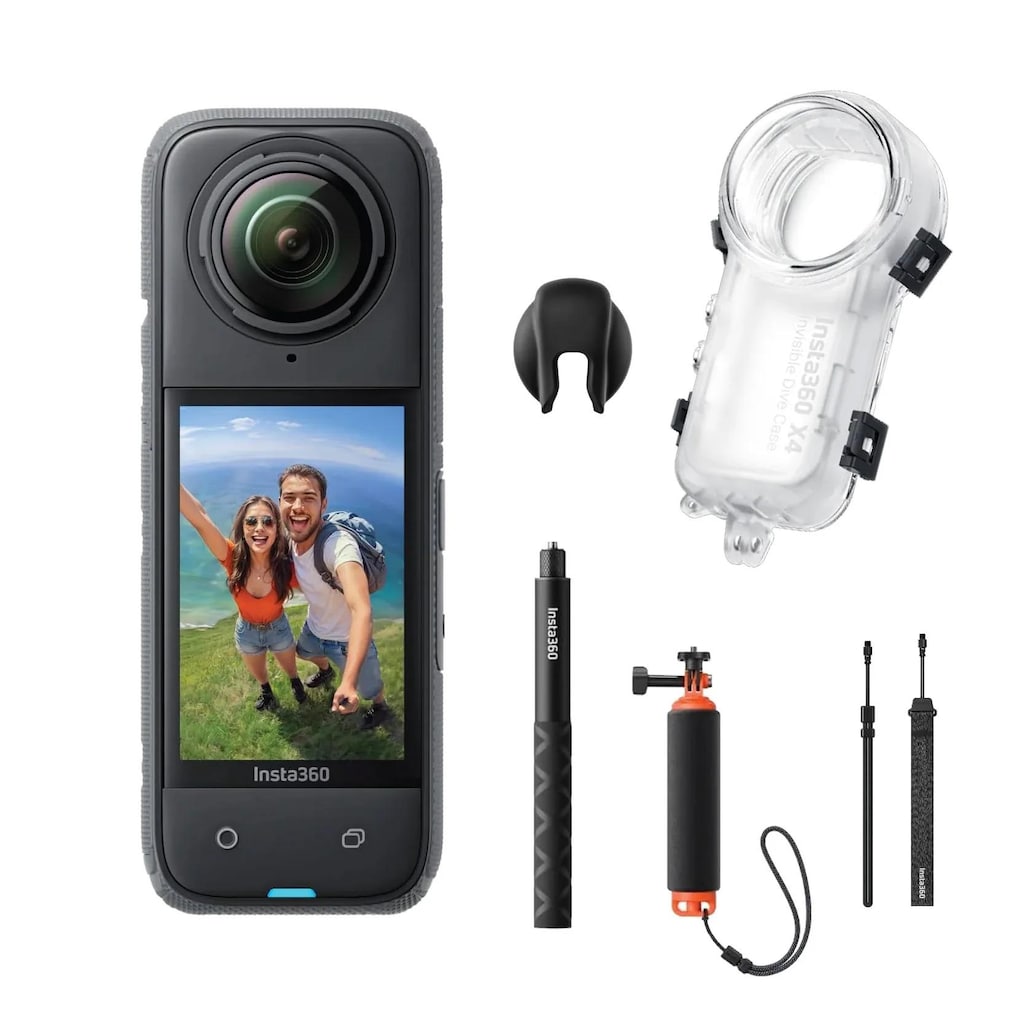 Insta360 X4 Set: Dalış Kabı, 2 Batarya, Hub, 512GB, Çubuk, Çanta - 3