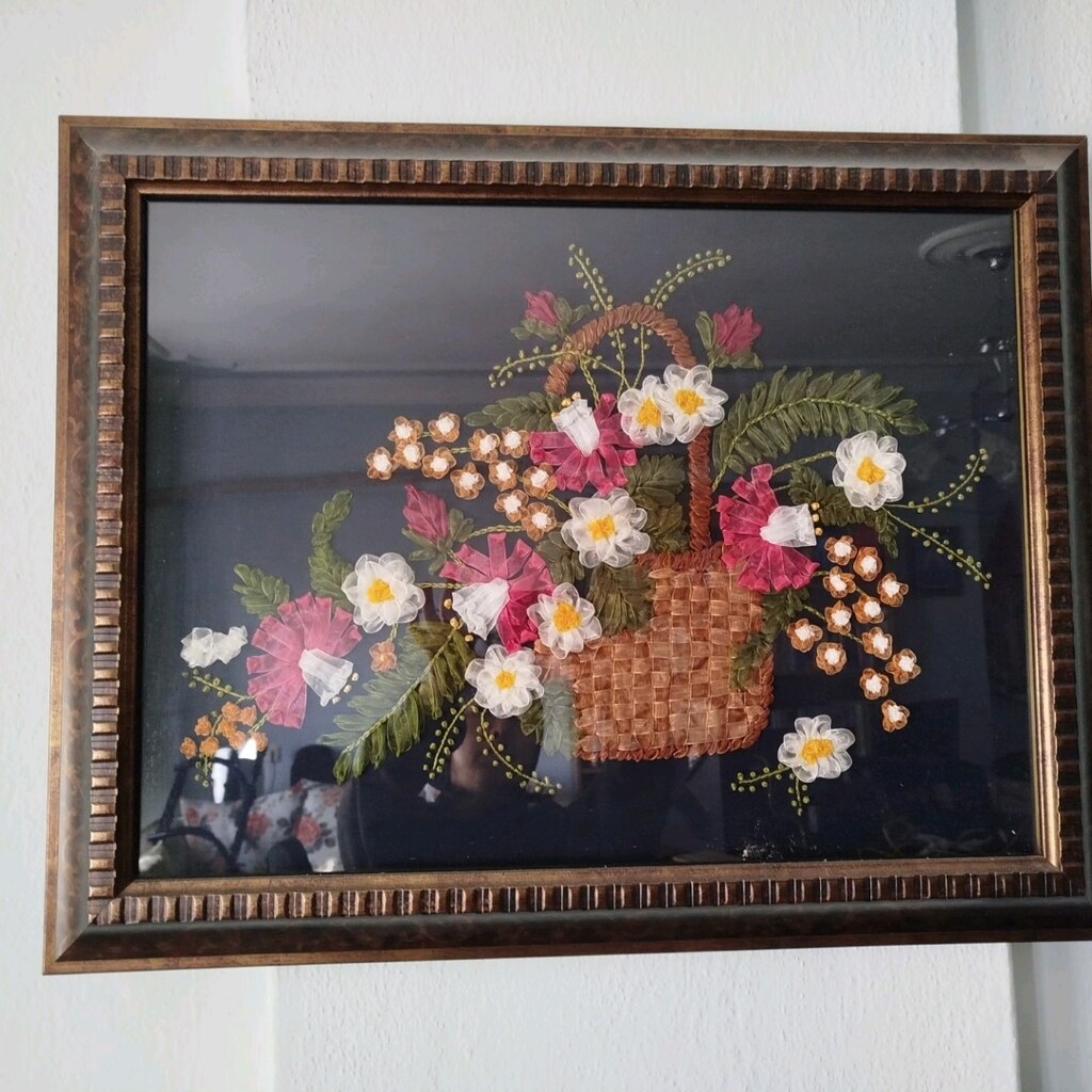 Vintage El yapımı tablo 52x66 cm - 6
