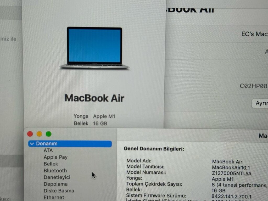 Macbook air M1 çipli özel üretim 256 gb ssd 16 gb ram silver renk - 2