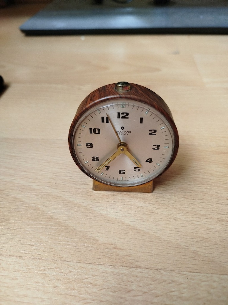 Vintage Almanya Junghans Trivox çalar saat masa çalar saati ahşaptan - 12