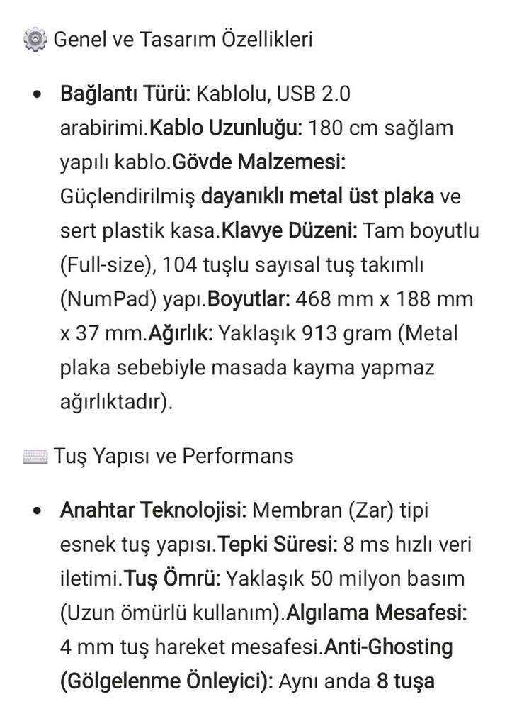 Oyuncu Işıklı Kablolu Klavye - 5