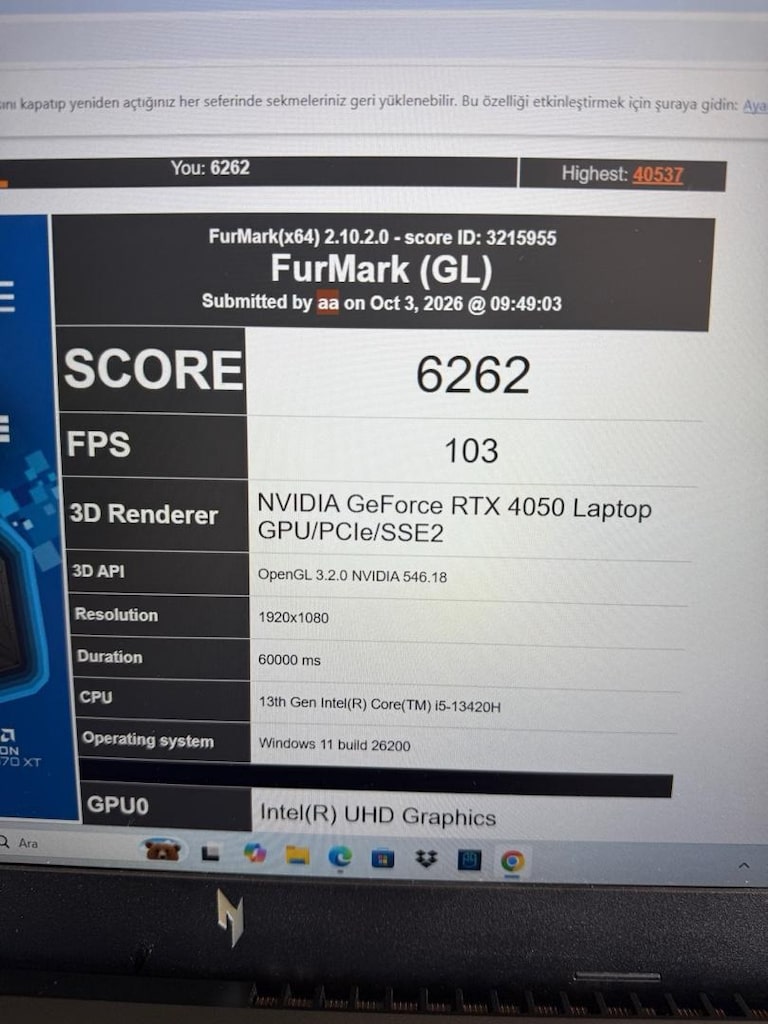Kaskolu ACER nitro RTX 4050 - i5 13460H GAMİNG LAPTOP - 6