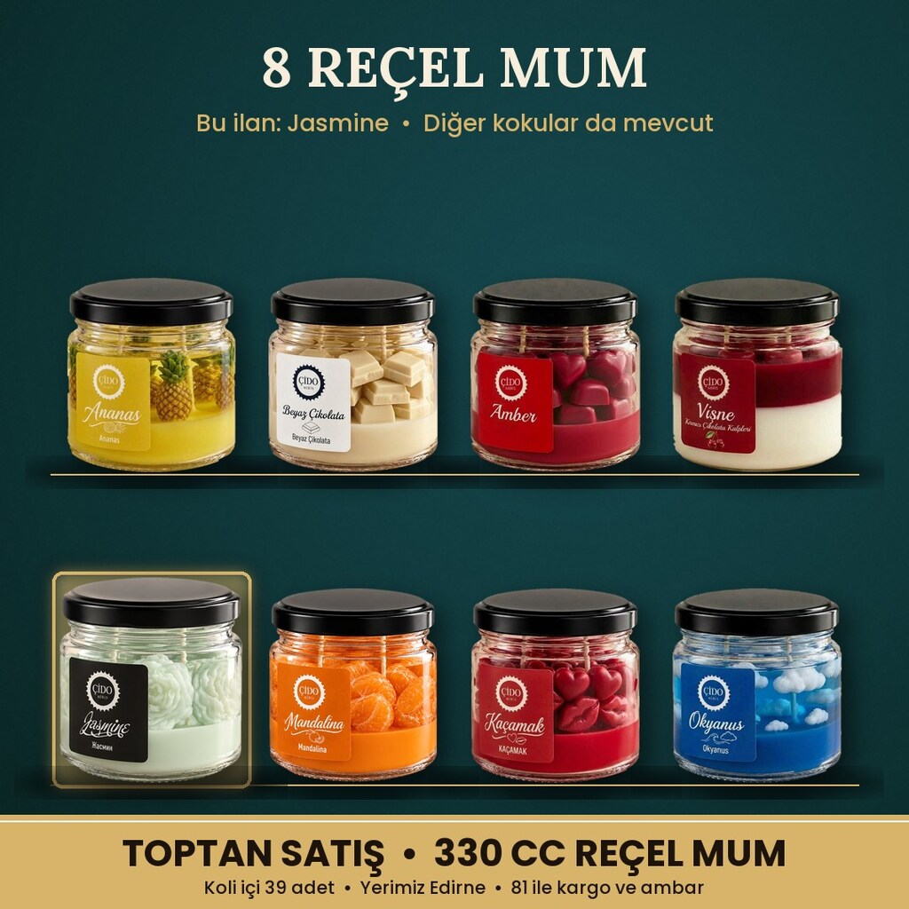 JASMINE REÇEL MUM KAVANOZ 330CC ÇİDO MİRİS TOPTAN FİYAT - 3