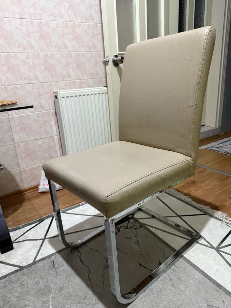 2 adet deri bej sandalye - 2