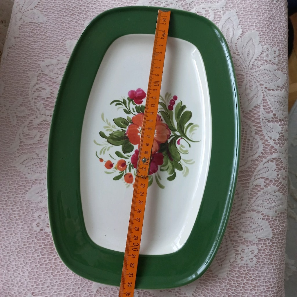 Vintage İtalyan çiçek desenli kayık tabak - 2