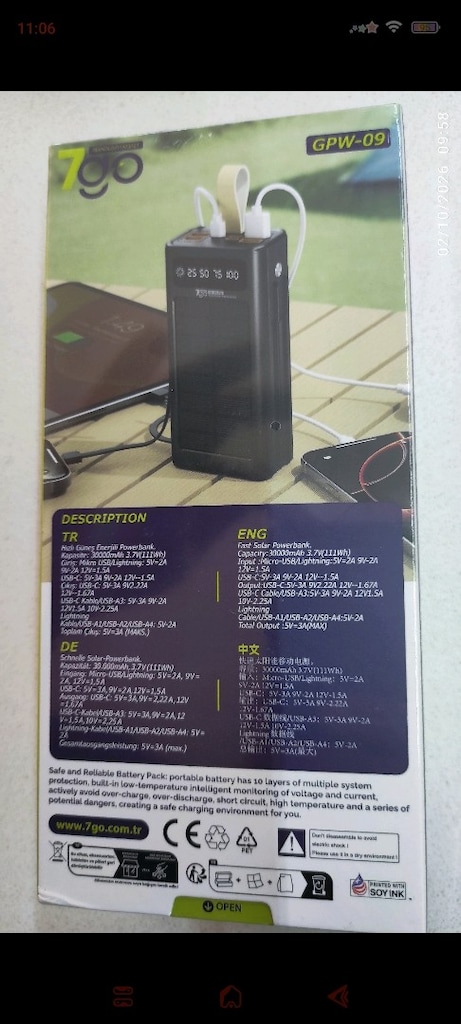 powerbank 30000 miturbosarj SIFIR gunes enerjili - 3