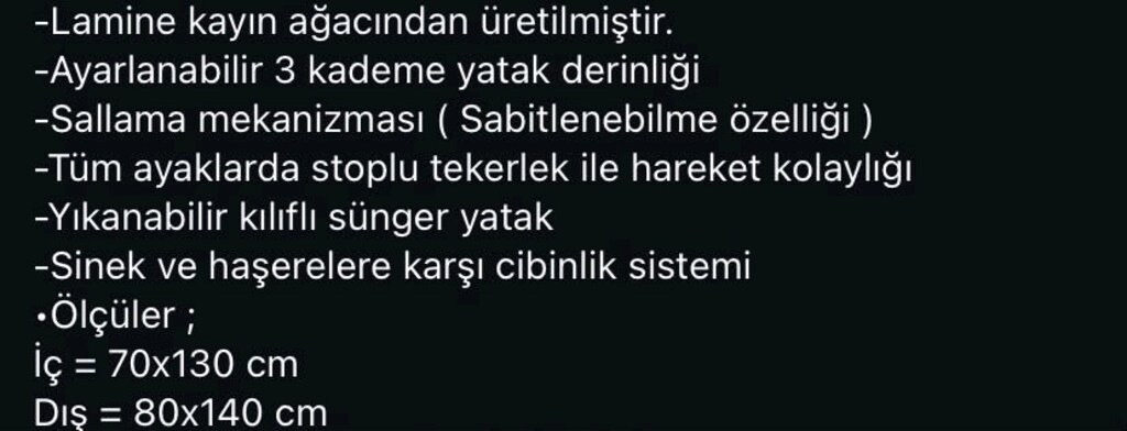 Kayın Ağacı Sallanabilir Bebek Beşiği - 4