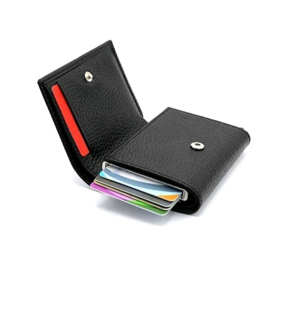 Aquablue Rfid Korumalı Otomatik Mekanizmalı Para Bölmeli Cüzdan Siyah - 2