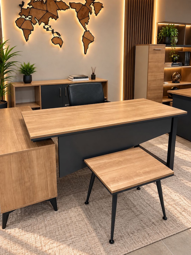 KLAS OFİS ÜSKÜDAR 160x70x140 MARBELLA KİRAZ MAKAM TAKIMI SIFIR - 3