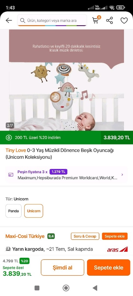 Bebek Beşik Dönence Işıklı Müzikli - 3
