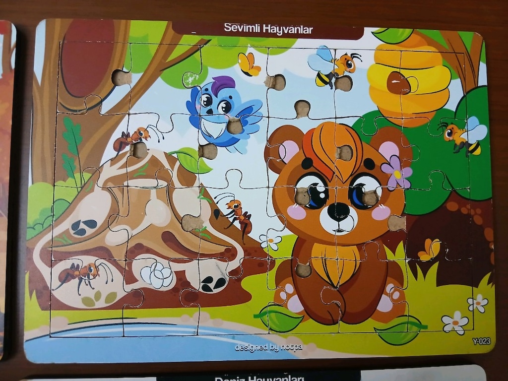 Notpa Çocuklar İçin Eğitici ve Öğretici Ahşap Renkli Puzzle 4'lü Set - 3