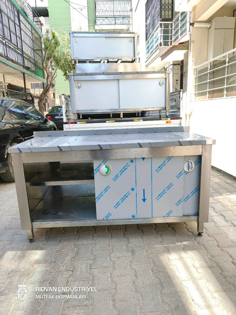 krom tezgah endüstriyel hazır mutfak krom çalışma tezgahı 160 cm tezğa - 3