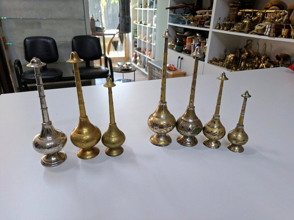 7 Adet Vintage Pirinç döküm Gülabdan Kokuluk Lotu , muhteşem set - 5