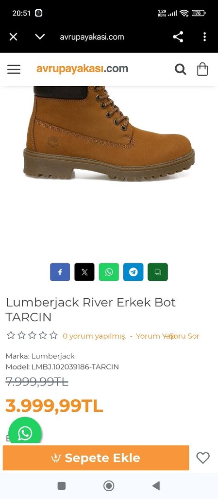 40 numara orjinal Lumberjag yurt dışı 2 kez kullanıldı pazarlık olur - 6