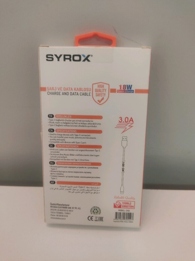SYROX 3.0 18W Süper Hızlı Şarj Kablosu Type-CUSB~Type-C Orjinal - 3