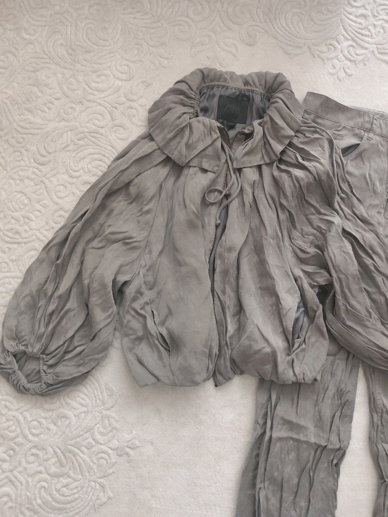 ZARA TENCEL TAKIM bomber ceket pantolon L XL İpekyol vakko mango - 8