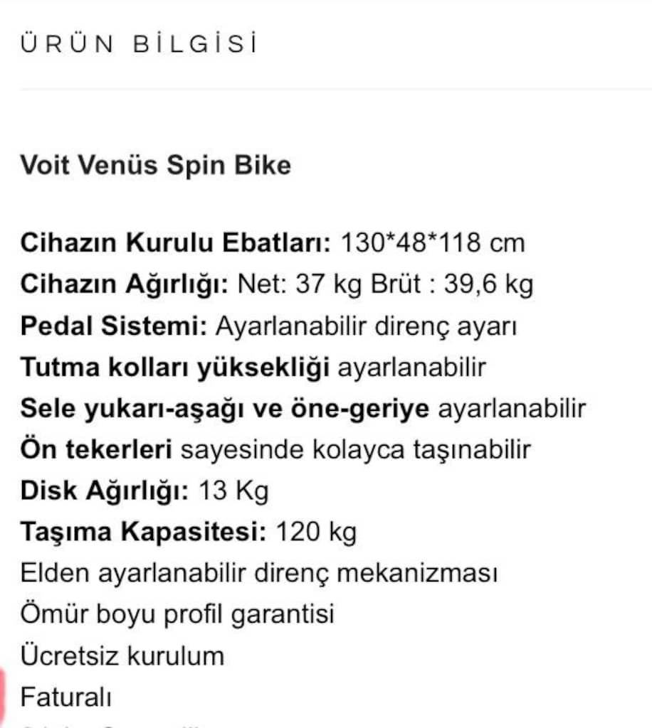 VOİT VENÜS SPIN BIKE - 7