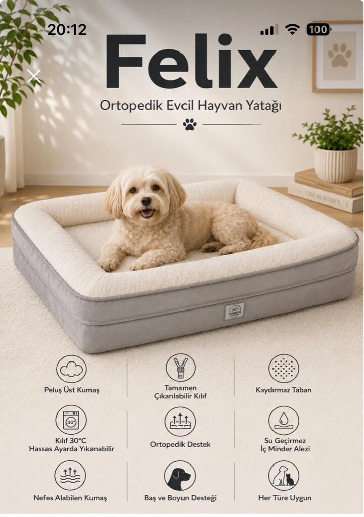 jungolica pet products felix visco süngerli ultra yumuşak köpek yatağı