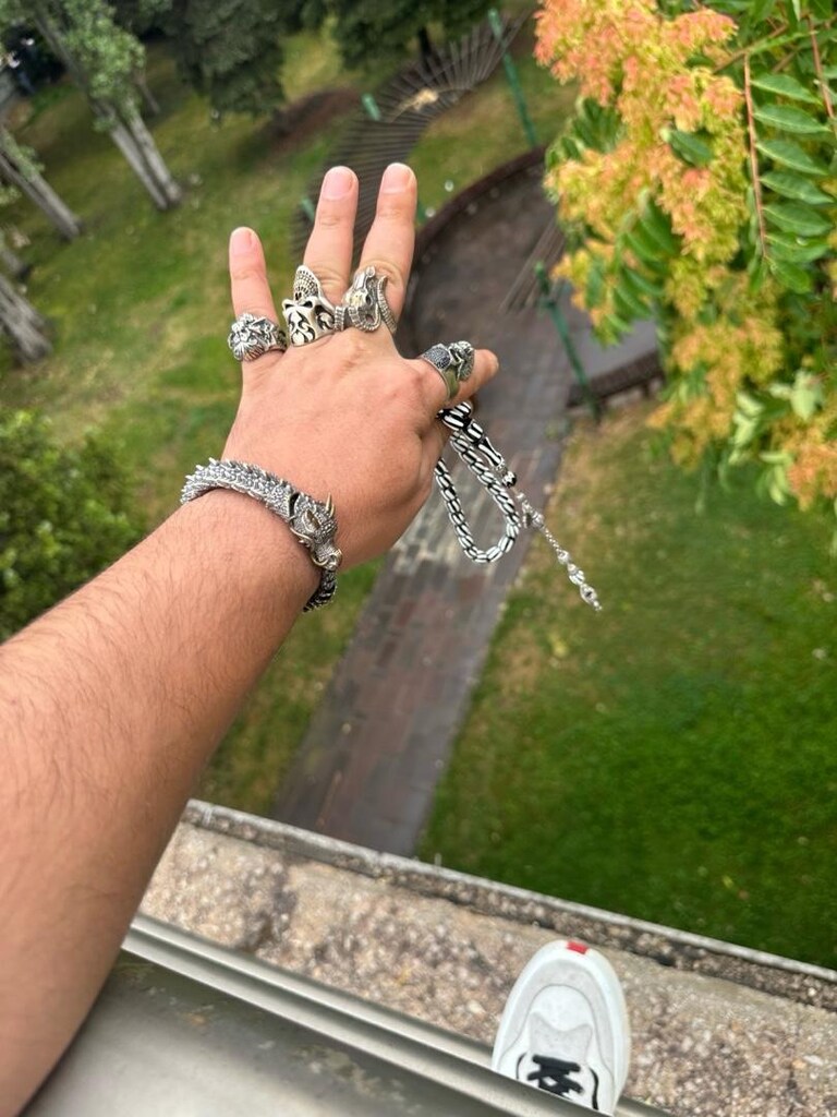925 ayar gümüş yüzük püskül - 8