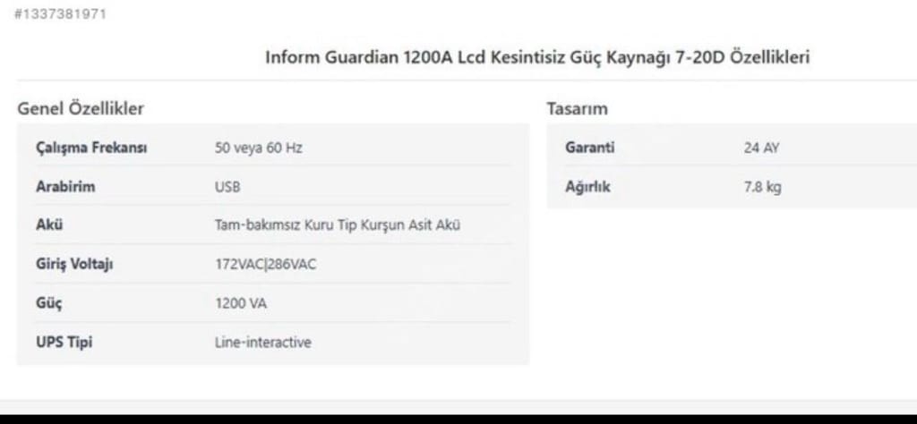 Inform Guardian 1200A Lcd Kesintisiz Güç Kaynağı - 2