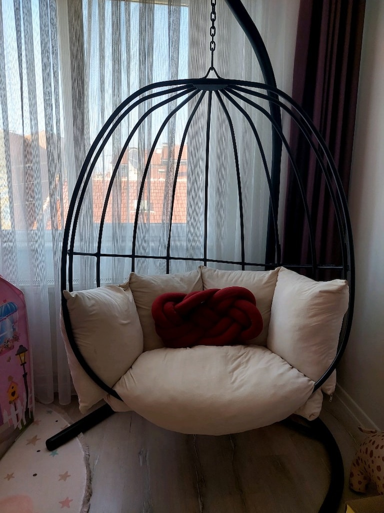 Çift kişilik ev,balkon,bahçe tipi tamamı demirden salıncak