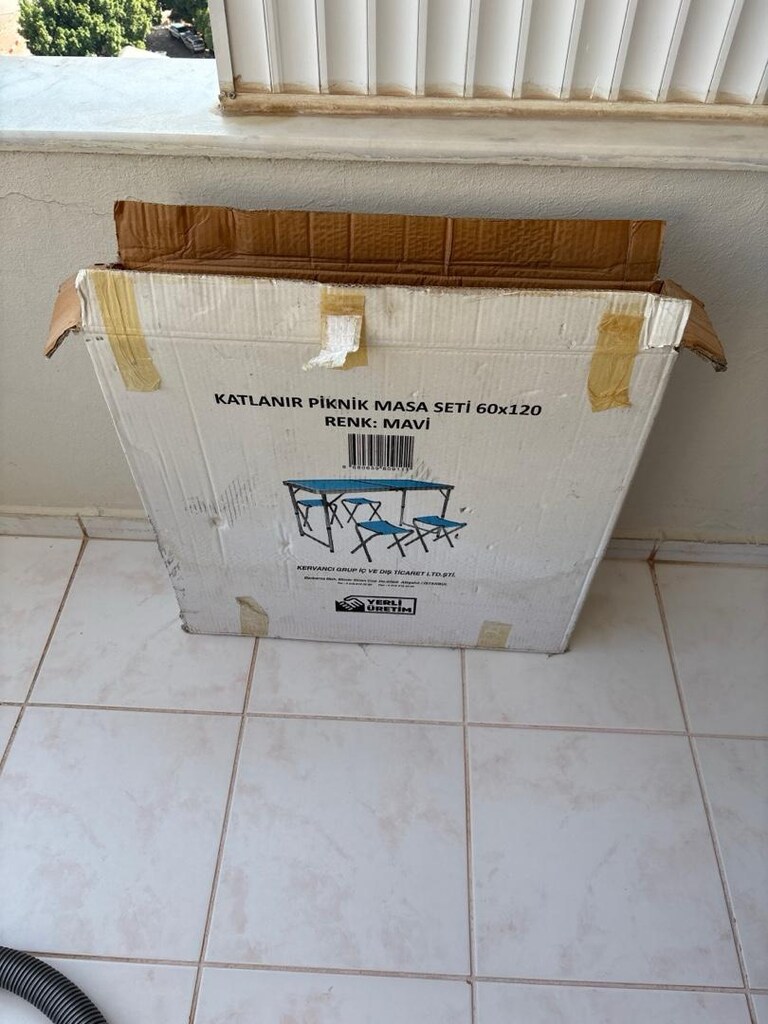 Katlanır Piknik Masa Seti (60x120 cm) + 4 Tabure - Temiz / Mavi - 7