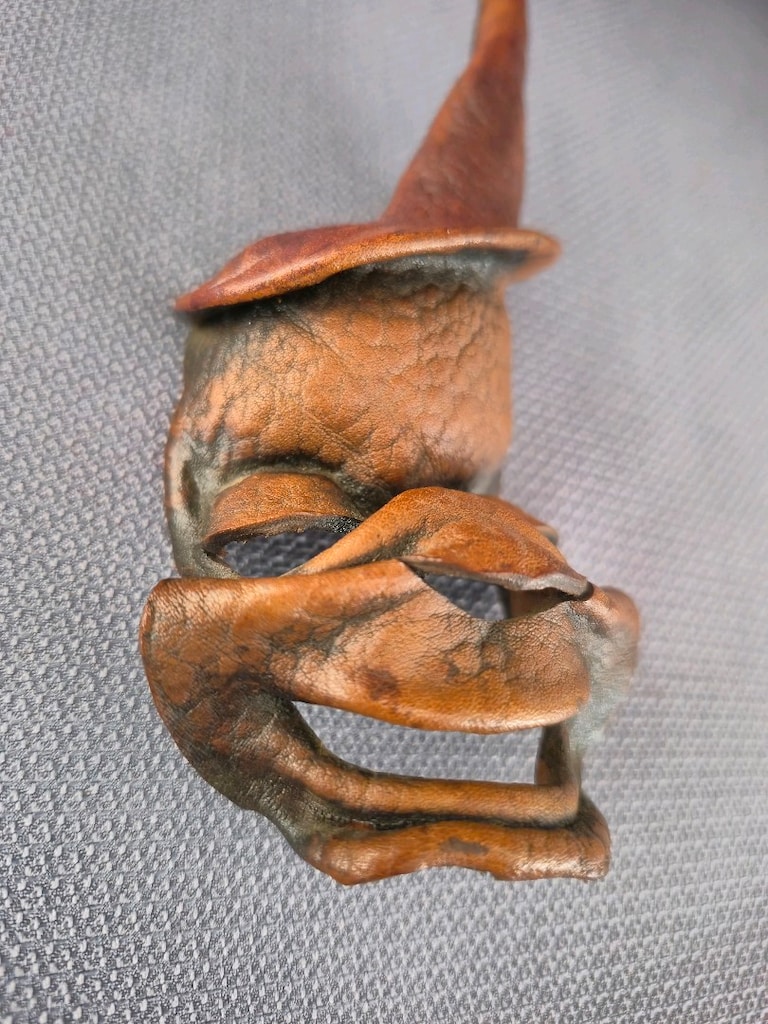 VİNTAGE DERİ DUVAR MASKESİ....7x16.5 cm - 2