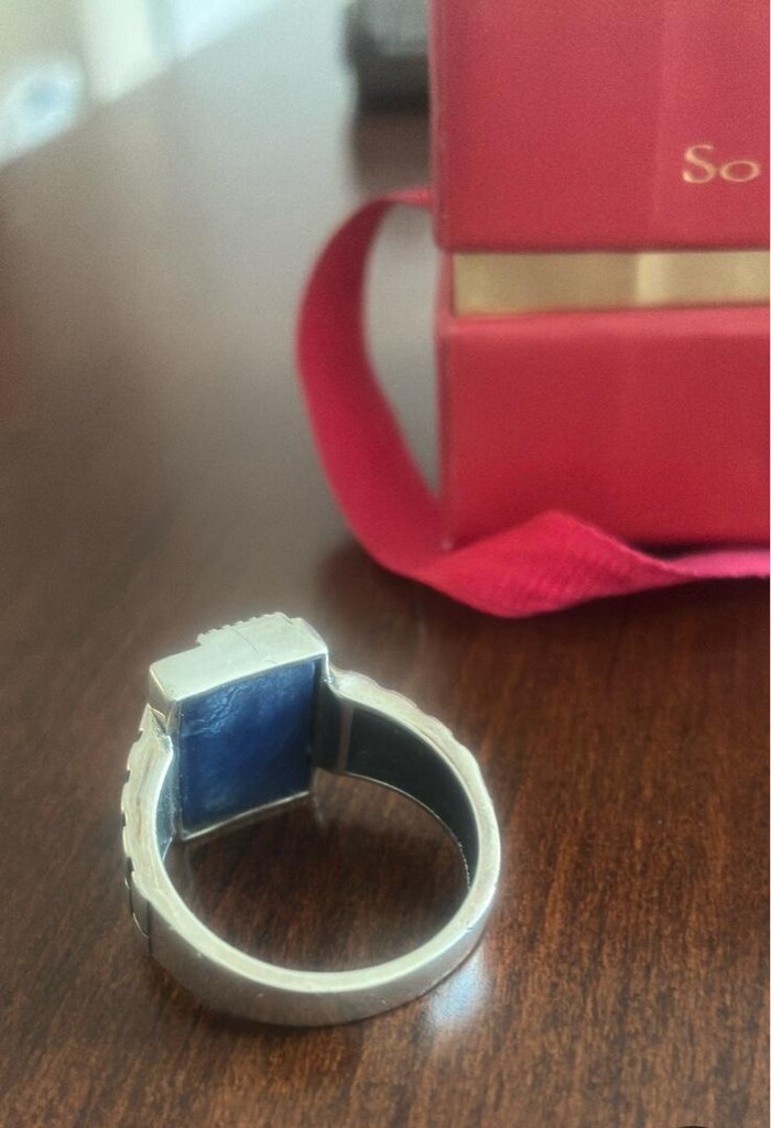 Lapis taşlı erkek gümüş yüzük - 5