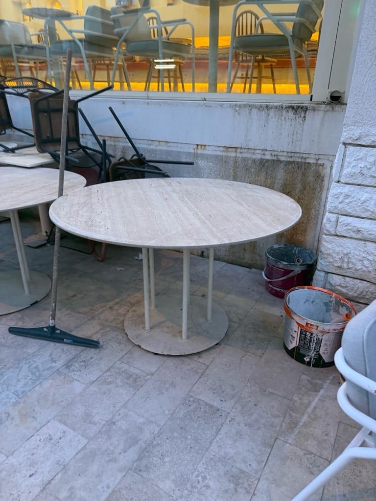 100 cm çap traverten seramik özel yapım masa - 4