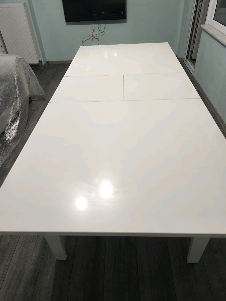Beyaz Yemek salon masasi takımı - 3