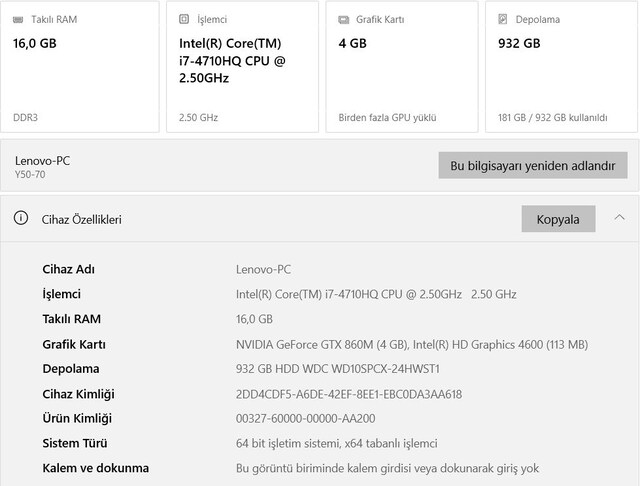 lenovo dizüstü bilgisayarı