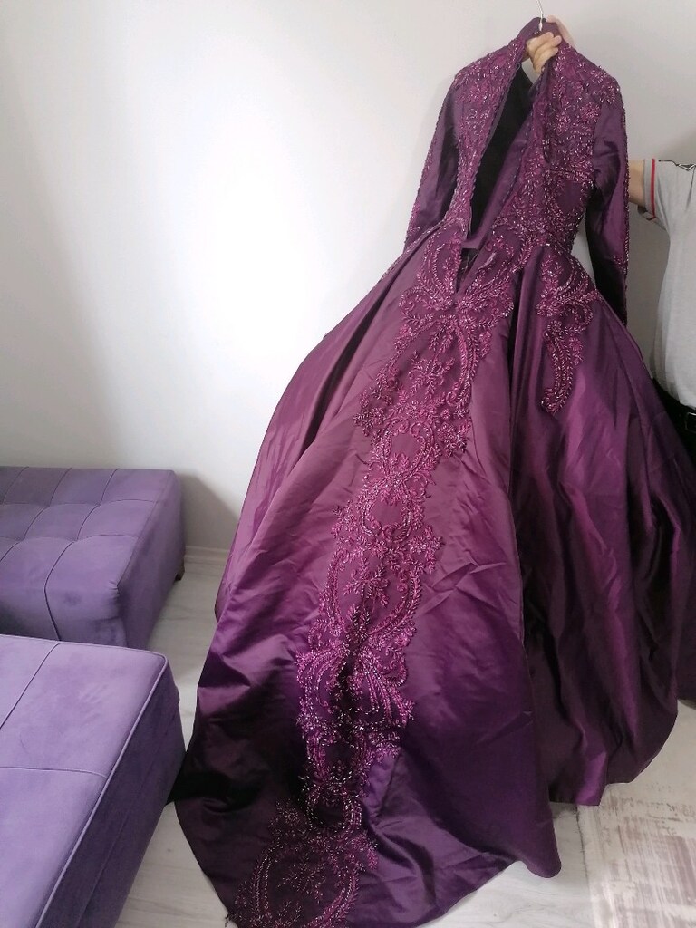 Nişanlık mor 38 beden prenses model - 6