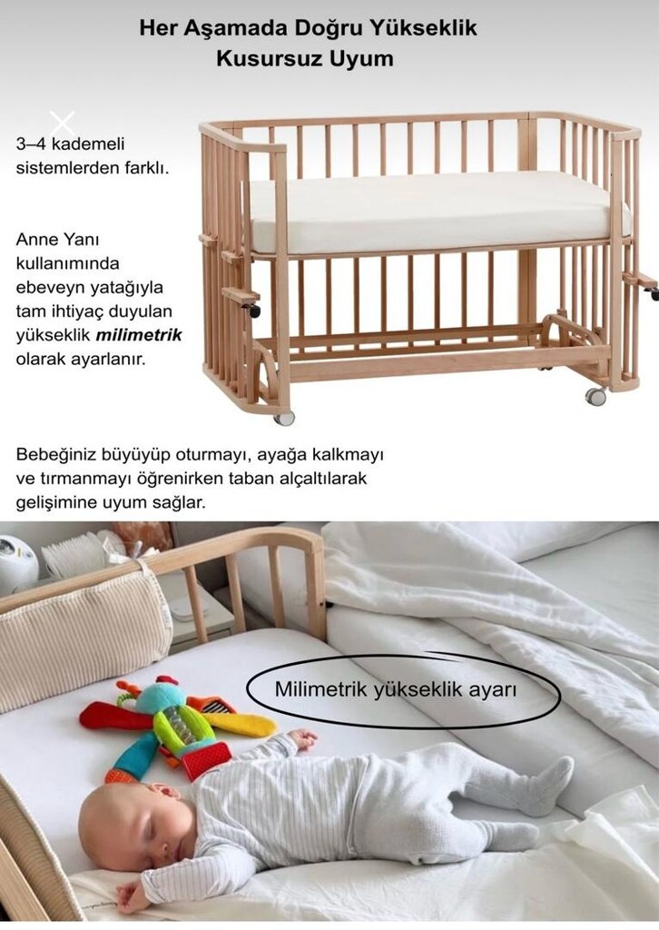 Ege baby ahşap 4in1 beşik + uyku seti - 4