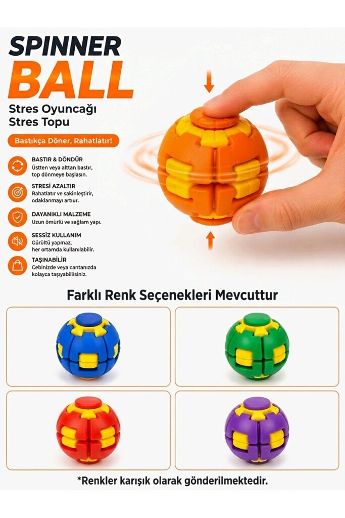Press Spin Ball – Renkli Dönen Top - 7