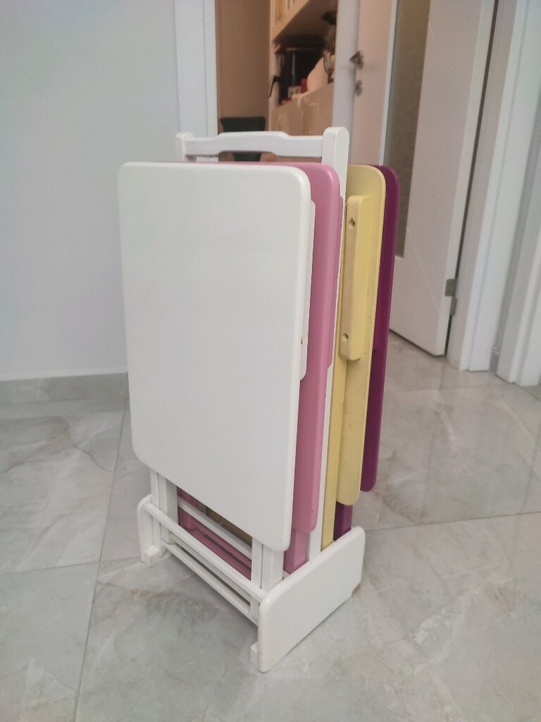 Dörtlü lake boyalı katlanır zigon sehpa - 3