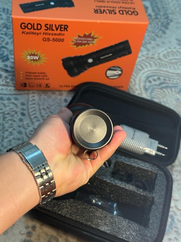SIFIR Gold Silver GS-5000 80W Şarjlı Profesyonel El Feneri – Kapalı Ku - 6