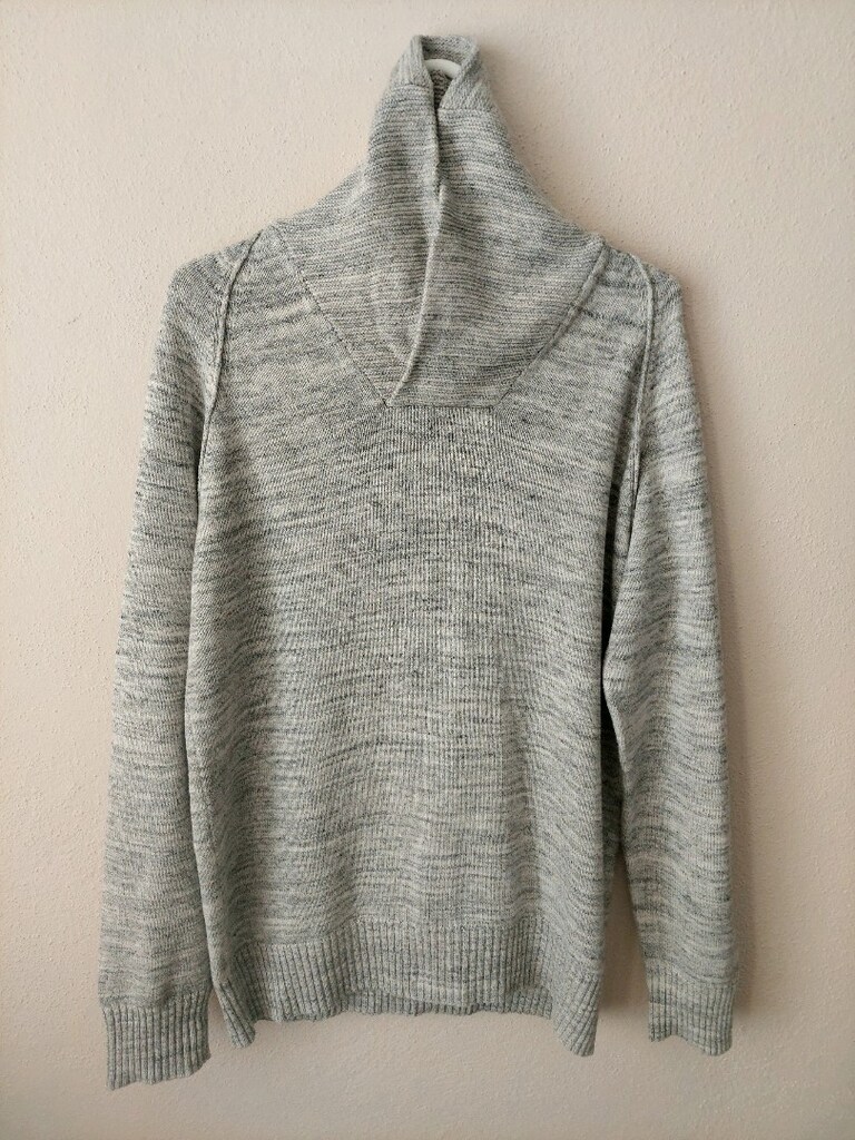 H&M erkek Şal yaka Gri melanj kazak