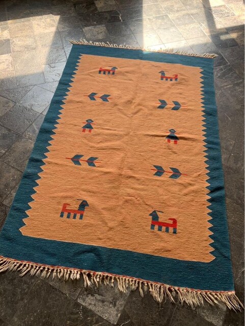 Eski Modern Dokuma Kilim