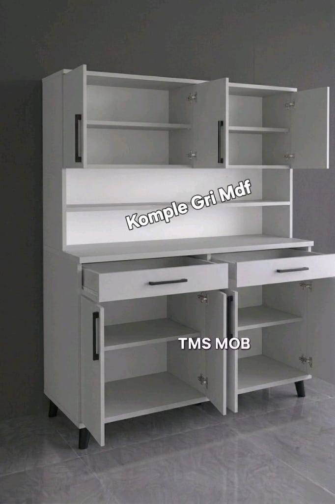 Gri MDF Mutfak Dolabı Kahve Köşesi dolabı - 2