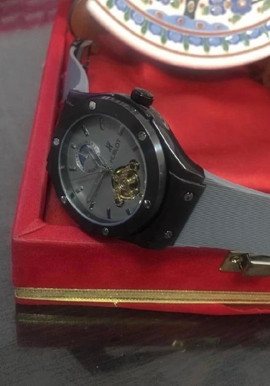 Hublot Geneve otomatik Siyah Gri Skeletonlu erkek kol Saati.. - 5