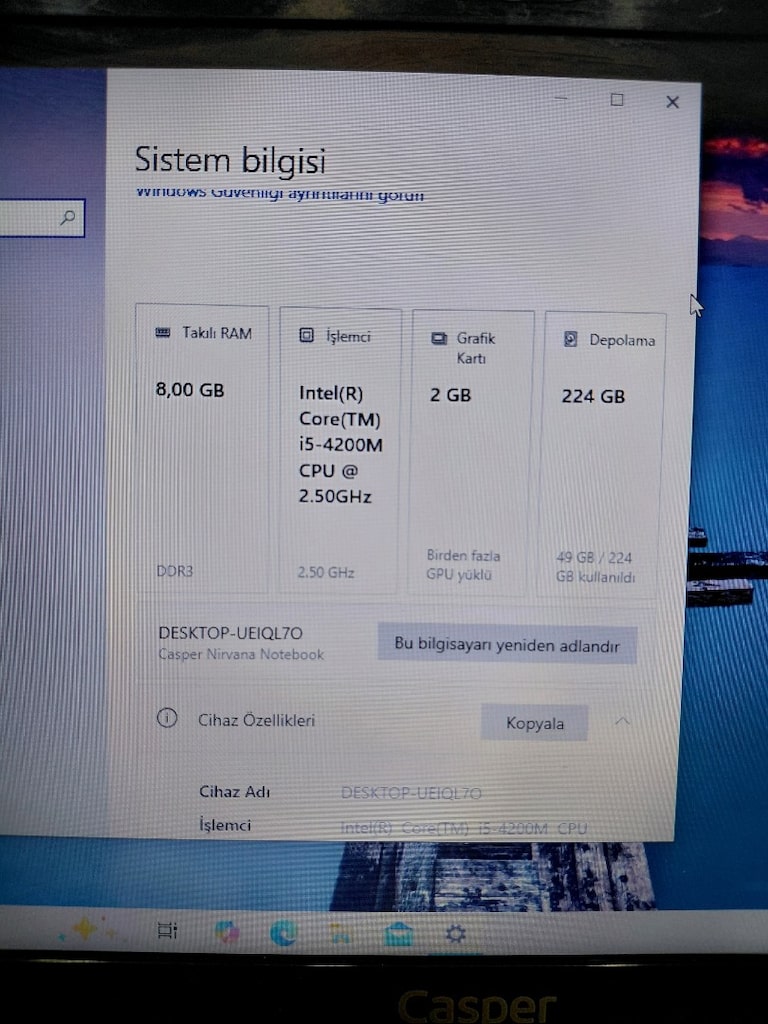 TERTEMİZ CASPER 4. NESİL SSDLİ HARİCİ EKRAN KARTLI! - 7